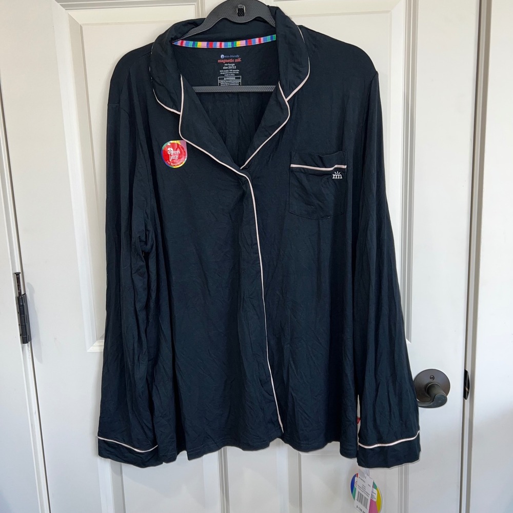 NWT Magnetic Me Onyx Modal Womens Magnet Front Long Sleeve Pajama Top Size‎ XXL